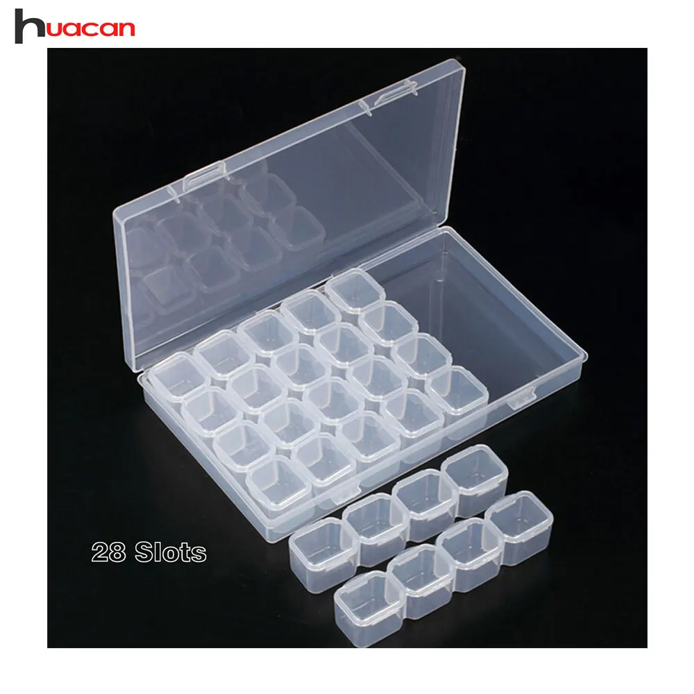 

Diamond Bead Storage Box Adjustable Plastic 28 Slots Jewelry Transparent Case Diamond Embroidery Craft Resin Drill Storage Tool