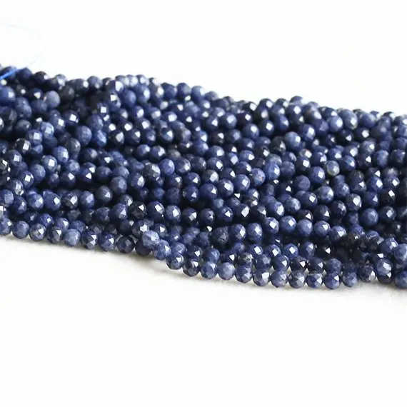 Natural Genuine Blue Sapphire Round Loose Gemstone Faceted Small Beads 2mm 3mm 4mm 5mm4