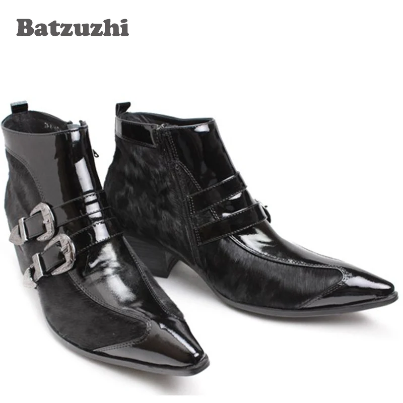 Batzuzhi/модные зимние мужские ботинки с острым носком Красивые короткие кожаные