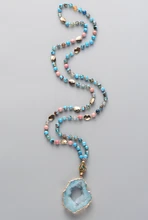 Boho מעורב טבעי אבנים אוניקס אבנים עם Druzy נפאל תליון שרשרת בעבודת יד מוזהב Drusy נשים שרשרת Dropshipping(China)