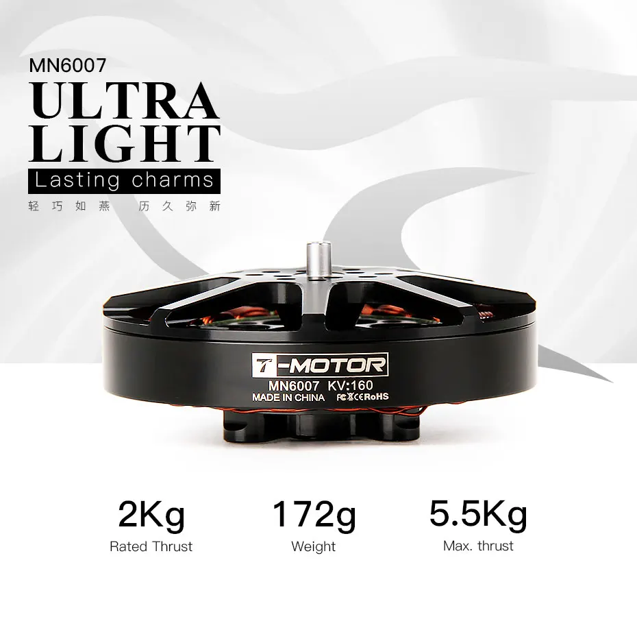 Motor sem Escova Longo do Tempo de Vôo 5.5kg para o Drone T-motor Impulso Máximo Claro Super Perfeito Jogo 21-22 Polegadas Prop Mn6007 Kv160 - 320 2 super longo do tempo de vôo perfeito jogo 21-22 polegadas prop