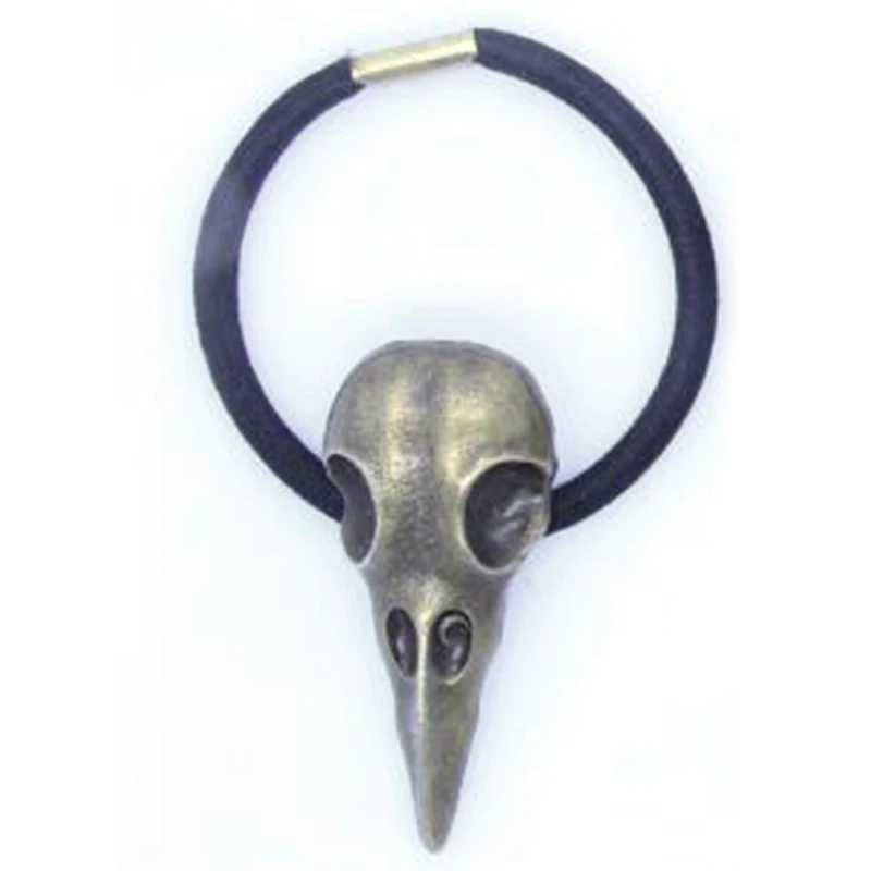 Punk Gothic Metal Crow Skull Hairband Pony Tail Holder Elastic Hair Rope Tie Headwear Women's Accessories hair accessory