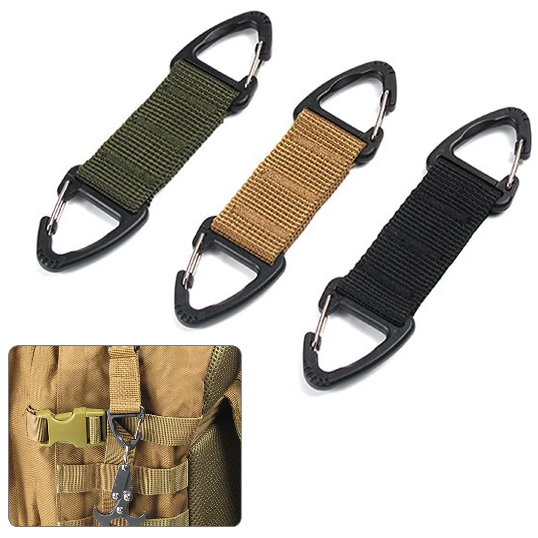 Outdoor nylon webbing backpack hanging buckle double point triangle multi-function carabiner outdoor men s trousers | Спорт и