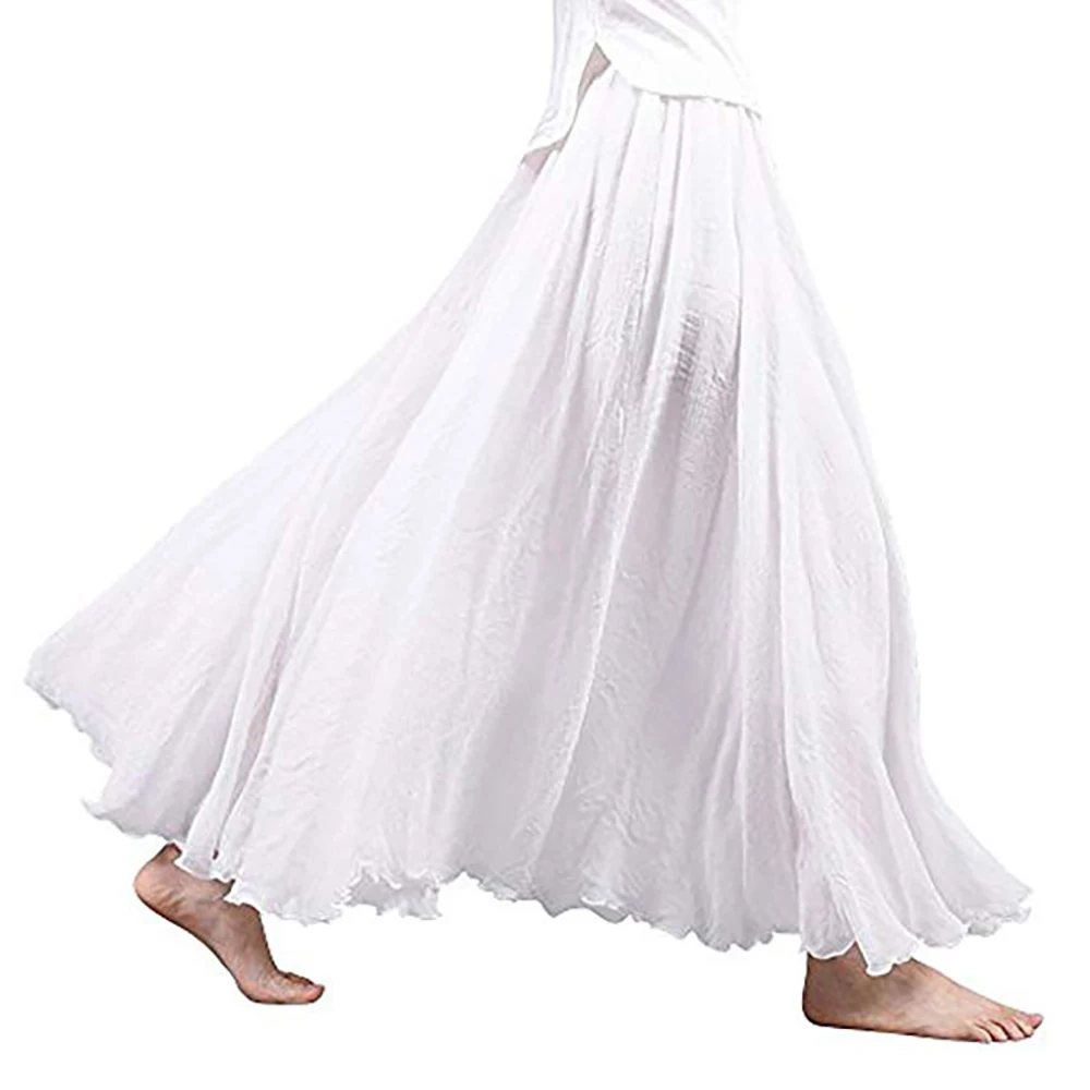 Женские юбки, новые, женские, богемный стиль, эластичная резинка на талии, хлопок, лен, длинное, макси платье, высокое качество, W326