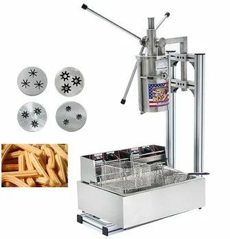 

5L Stainless Steel Automatic Spanish churros machine with cutter + 12L deep fryer