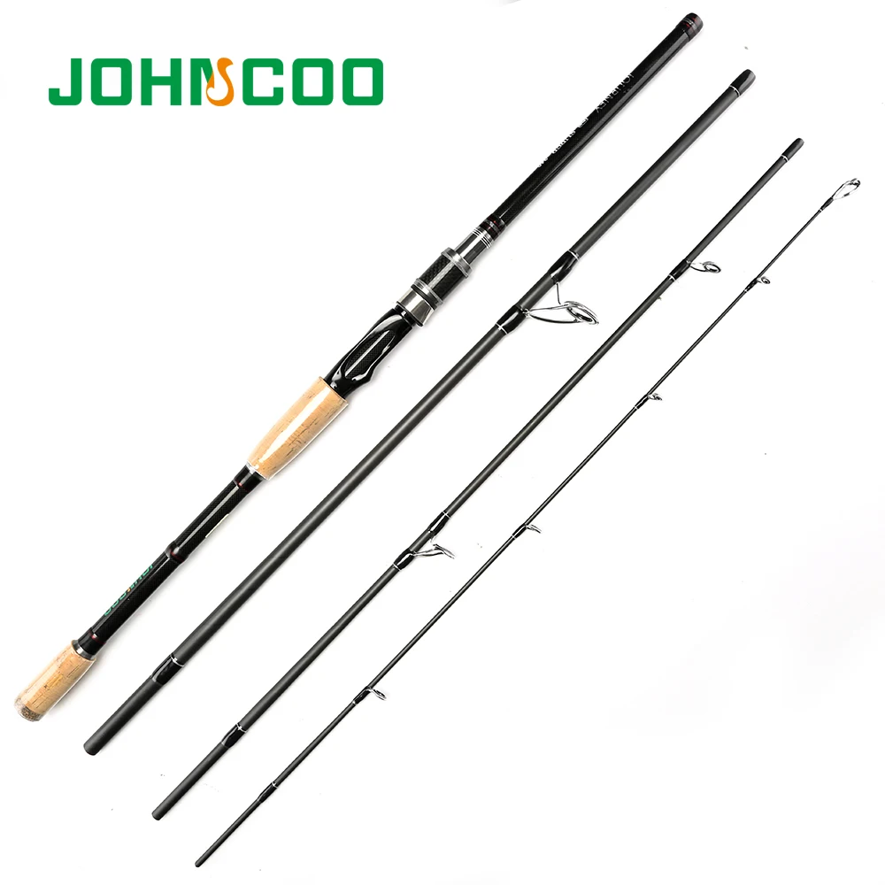 Baratos Caña de pescar de carbono 2,1 m 2,4 m 2,7 m 3m varilla giratoria 4 secciones varilla de viaje varilla de fundición acción rápida media 10 25g Super Johncoo Rod