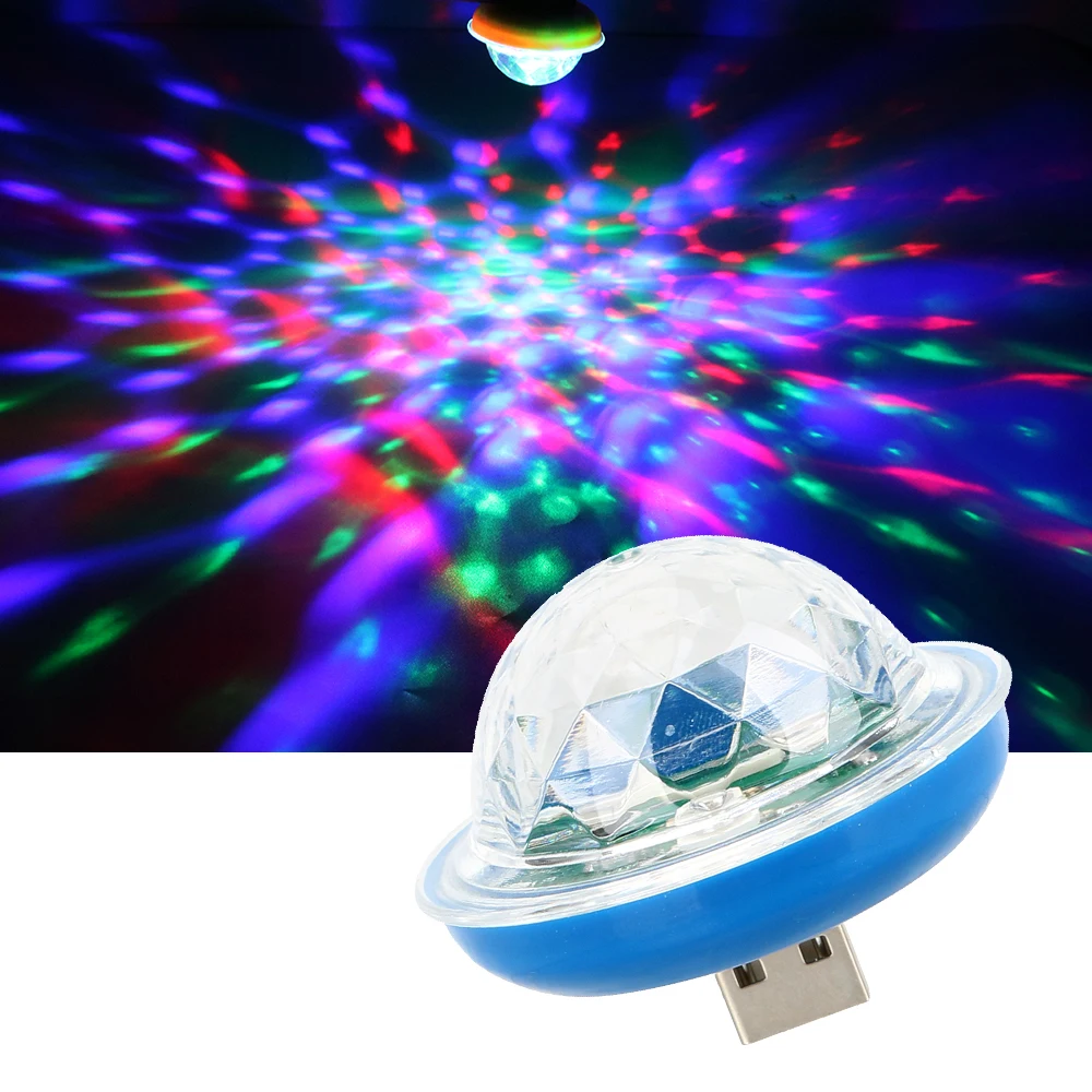 

FORAUTO Car Interior Decorative Light Mini USB LED Party Lights Rotating Magic Ball USB LED Magic DJ Stage Light Car Styling