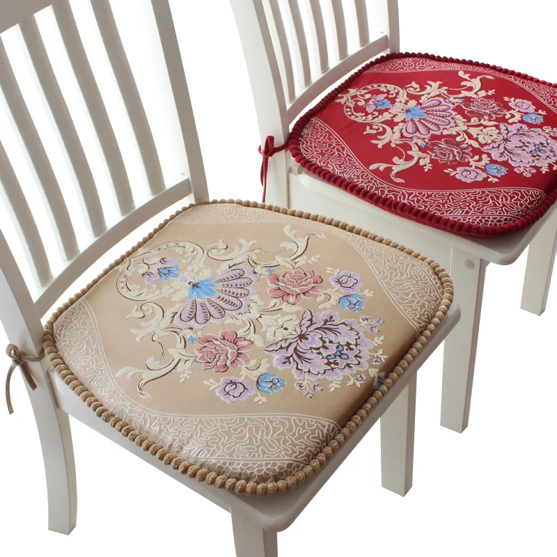 Европейский стиль Подушка для стула высокое качество обеденный стул подушки съемный моющийся цветочный узор Подушка для стула украшение дома