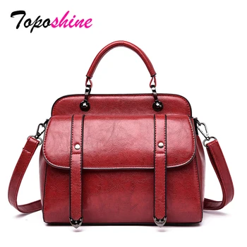 

Toposhine Retro Oil Wax Leather Personality Ladies Handbag Fashion Simple Temperament Shoulder Bag Casual Messenger Bag