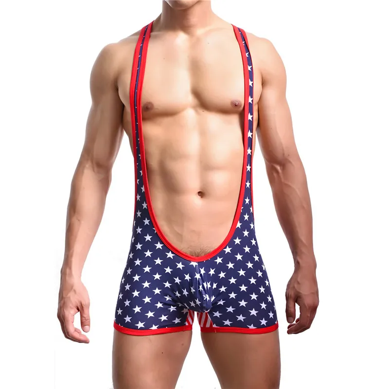 Buy New American Flag Wrestling Singlets For Mens Sexy