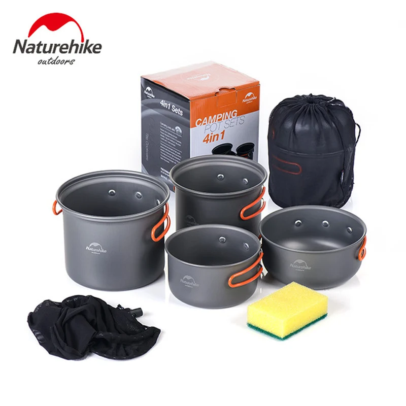 Naturehike al aire libre de cocina vajilla utensilios Camping ollas sartenes senderismo Picnic utensilios de cocina vajilla Picnic tazón olla Pan conjunto