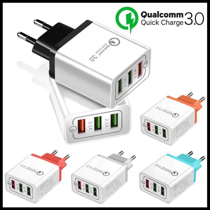 Быстрое зарядное устройство USB 3 0 30 Вт QC3.0 QC Turbo быстрая зарядка мульти штекер