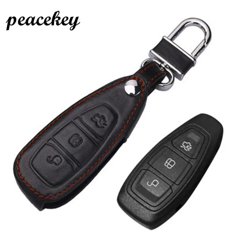 

Top Quality Genuine Leather Key Chain Ring Cover For Ford Focus 3 Mk3 St Rs Ecosport Kuga Escape Fiesta Fold Key Case For Car