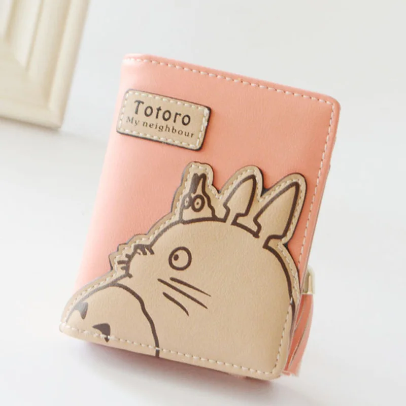 New Fashion Korean Women Wallet Cartoon Animation Small Leather Wallet Cute Totoro Tassels Zipper Clutch Coin Purse Card Holder
