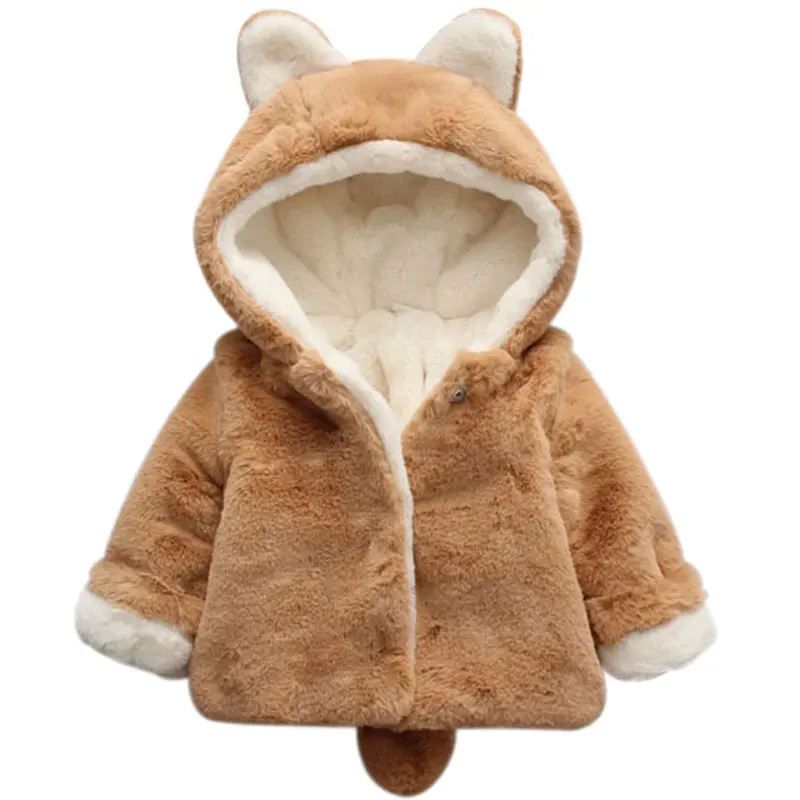 Зимнее пальто для маленьких девочек и мальчиков от 6 до 36 месяцев, куртка для маленьких девочек и мальчиков мягкая теплая одежда с капюшоном верхняя одежда с изображением лисы