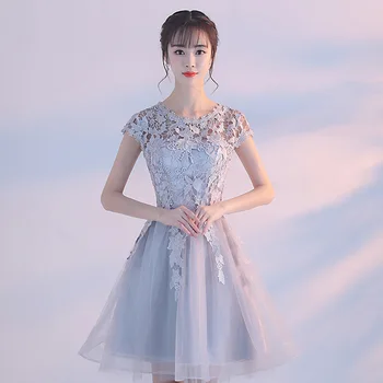

Robe Demoiselle D'honneur New Lace Short Bridesmaid Dress Under 50 A Line Appliques Prom Gown Wedding Party Formal Dresses