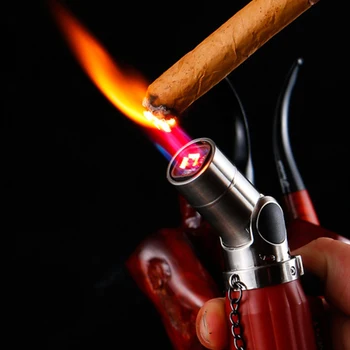 

Huge Four-Hole Super Jet Flame Rotatable Jet 1300-C Butane Turbo Torch Cigar Lighter No Gas Cigarette Accessories