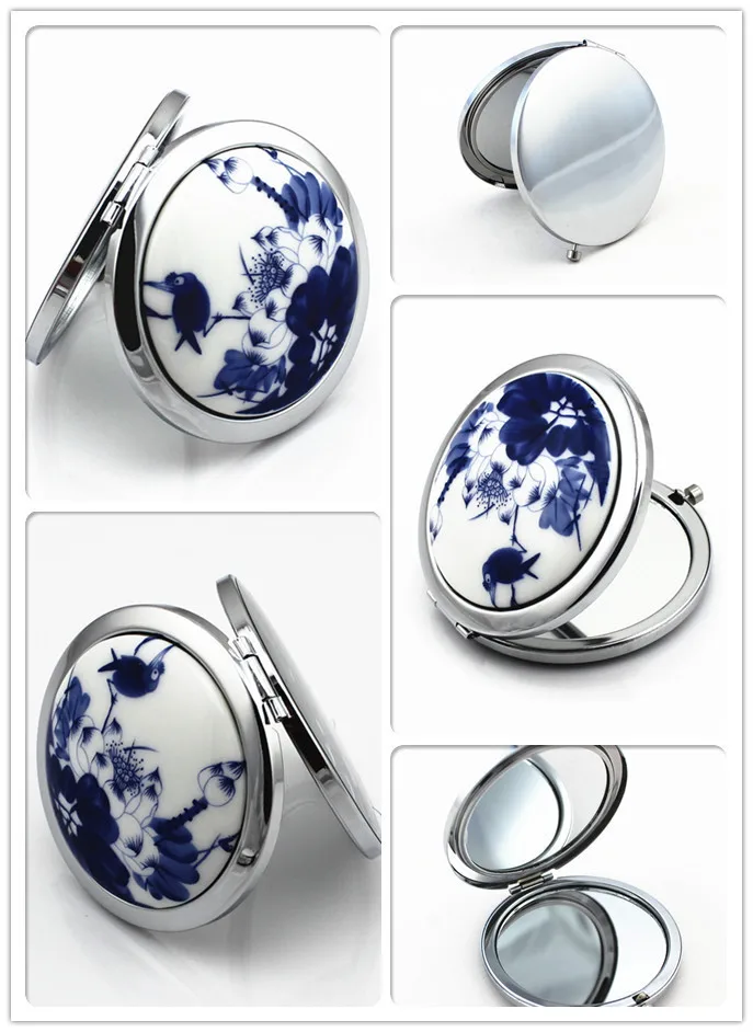 Azul e Branco de Cerâmica Personalizado de Atacado Lote Verdadeiro Espelho Dobrável Pode Ser Logotipo 100 Pçs - 9 High Quality Beleza e saúde