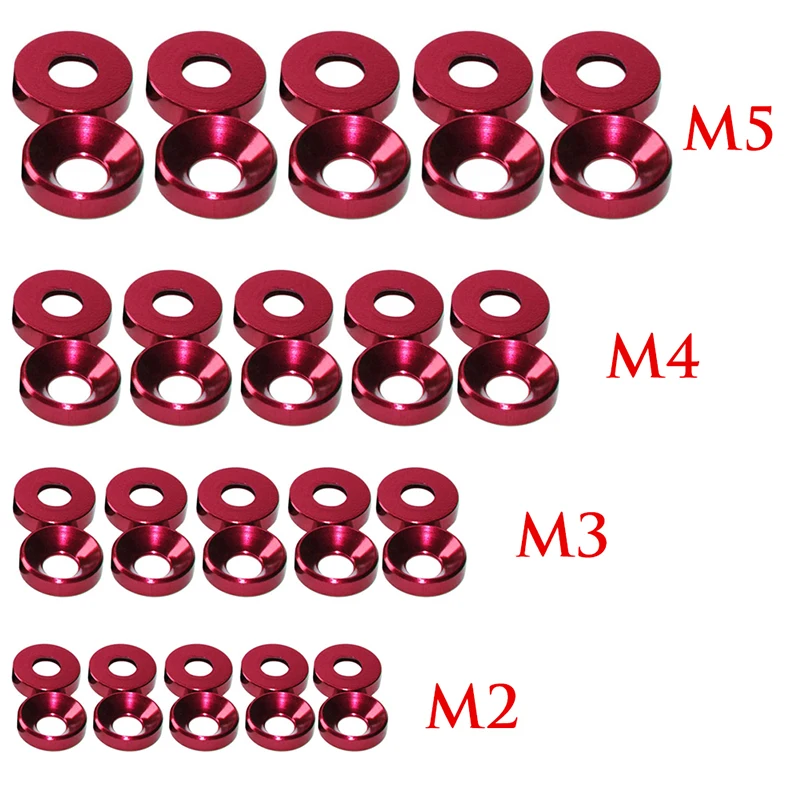 OOTDTY алюминиевый сплав M2/M3/M4/M5 анодированная потайная головка шайбы для болтов прокладка красный/Титан серый/золото/королевский синий/черный