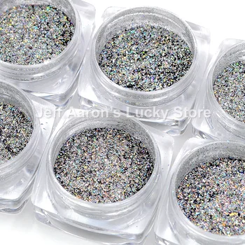

6 Pots Acrylic Nail Art Laser Mirror Powder Dust For Glitter Nail Tips Decoration Nail Supplies Tool