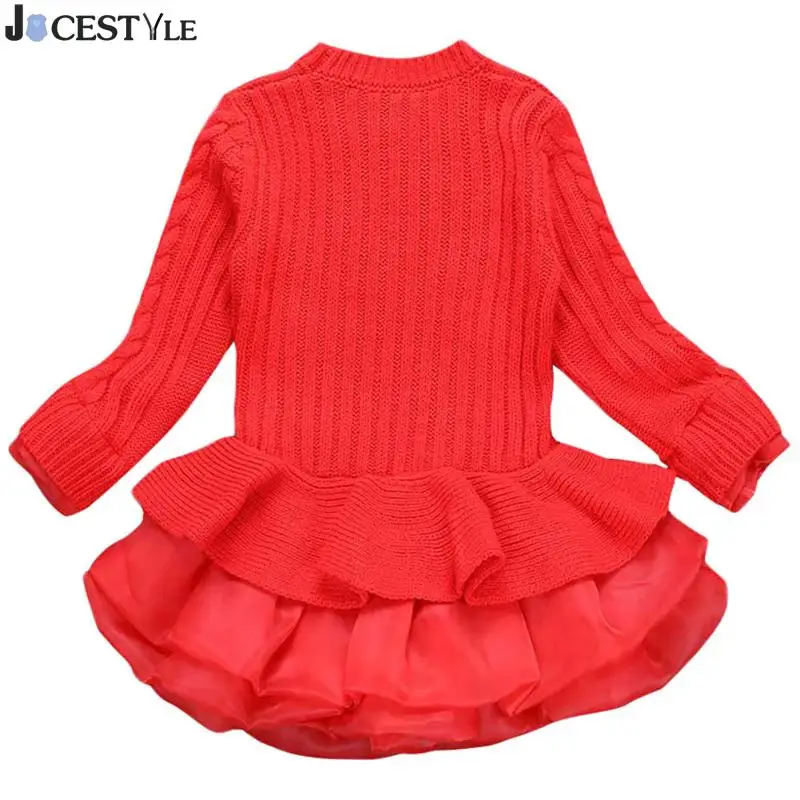 JOCESTYLE Girls Sweaters European Kids Girls Pullovers Layered Hem
