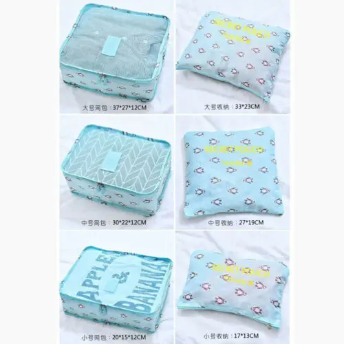 6Pcs Travel Set Bags Packing Cube Portable Clothing Underwear Sorting Organizer Pouch Luggage Case Accessories Supplies Products