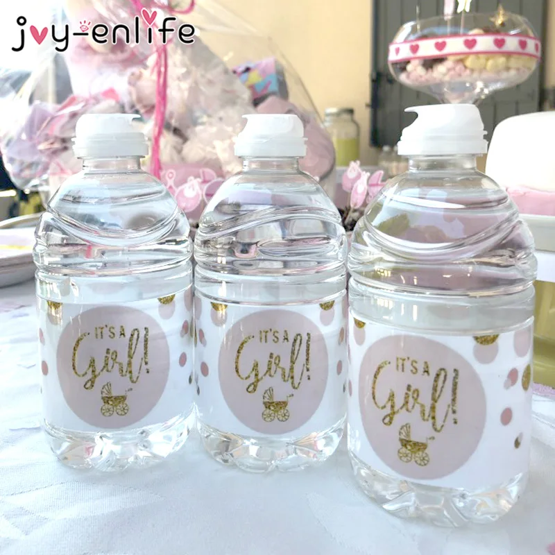 12pcs Baby Shower Decoration Girl/Boy Mineral Water Bottle Gift Stickers Label Baby Shower Birthday Party Bottle Label Stickers