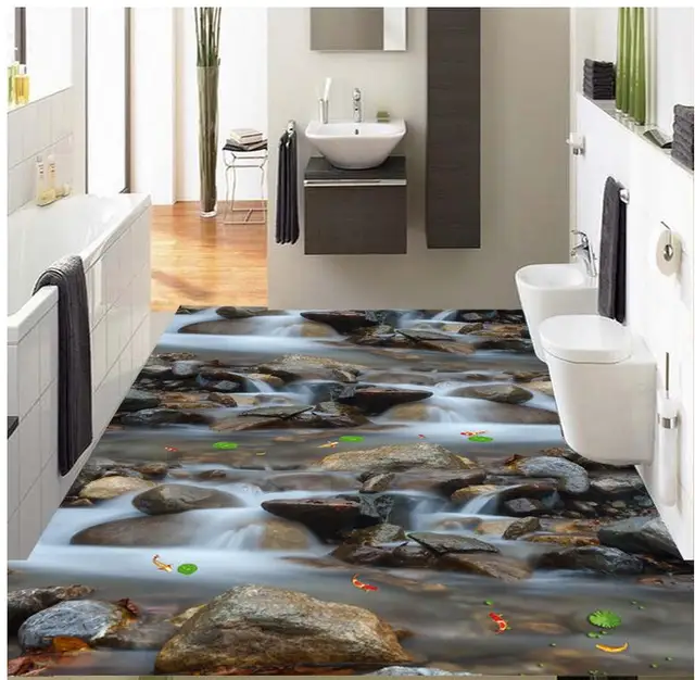 3d bodenbelag Fluss stein stream 3D boden bad pvc selbstklebende ... 3d bodenbelag Fluss stein stream 3D boden bad pvc selbstklebende ...
