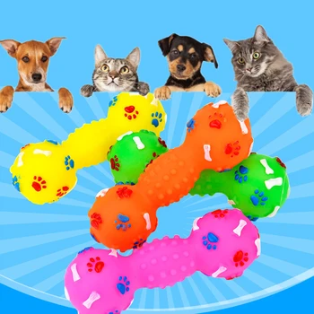

Pets Dog Toys bone Squeeze Sound Toy for Dogs Super Durable & Funny Squeaky Rubber Barbell Dog Chew Toy