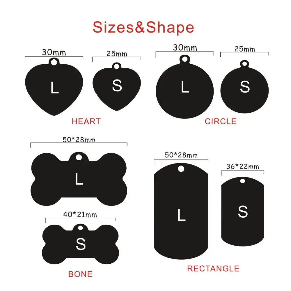 Pet ID Tags Dog Collar Tags Pet ID Medal Pendant Pet ID Tag Stainless Steel Dog Cat Name Tags Collar Accessories Pendant Customized