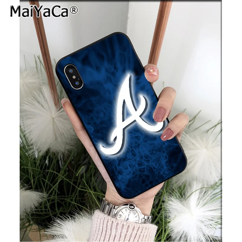 MaiYaCa подвеска Atlanta Braves черный мягкий чехол из ТПУ для телефона iPhone 6S 6plus 7 7plus 8 8Plus X Xs MAX 5 5S XR