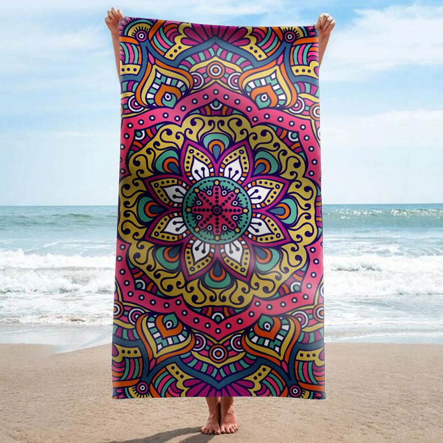 

GNORRIS Custom Sand Free Microfiber Mandala rectangle Beach Towel Blanket - Quick Dry Super Water Absorbent Yoga mat