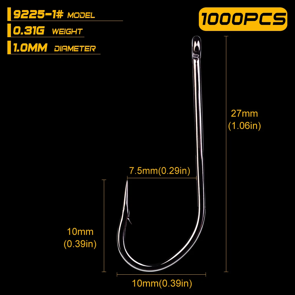 1000 шт. рыболовный крючок 72A Высокоуглеродистая сталь рыболовные крючки 9225-1#-7/0# О 'Шонесси крючок черный цвет джиг Большой Крючок - Цвет: 9225 1