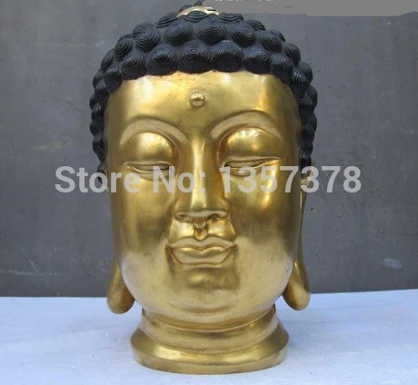 

shitou 00979 10.5"China Tibet refined 100% Pure Bronze 24K Gold Sakyamuni Buddha Head statue