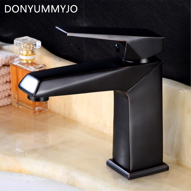 DONYUMMYJO 1 шт. черный Древний кран Медь горячей и холодной умывальник отель ванная комната Палуба установка кран
