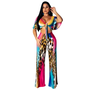 

Leopard Print Sexy Two Piece Set Top and Pants Summer Women Sets Clothes 2019 Casual Beach Party Night Club 2 Piece Outfits Set