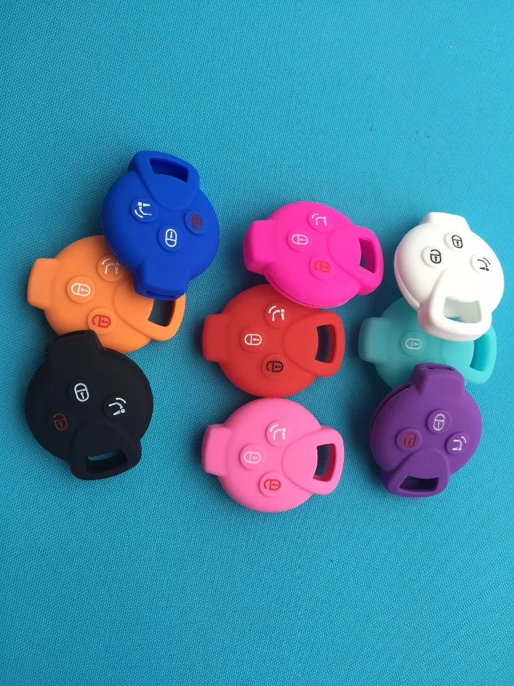 Silicone Car Key Case Cover For Smart City Coupe Cabrio Crossblade Fortwo Roadster K Forfour 3 Button Shell Parts