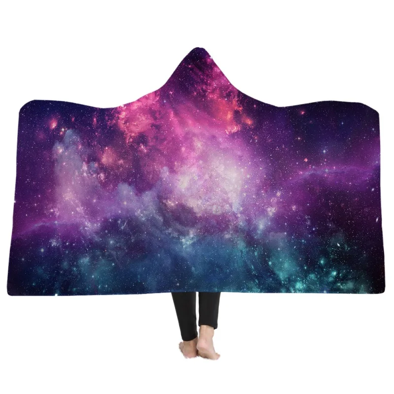 

6 Colors Printed Hooded Blanket Ultra Soft Wearable Sleeping Blanket Throw Wrap Cloak Winter Warm Manteau For Adult Kids