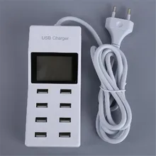 LED LCD Multi 8 Port USB Wall Charger Power Supply Socket Smart Charger EU Standard Plug 8ports 5V: 2.1A x2, 1A x4, 0.5A x2