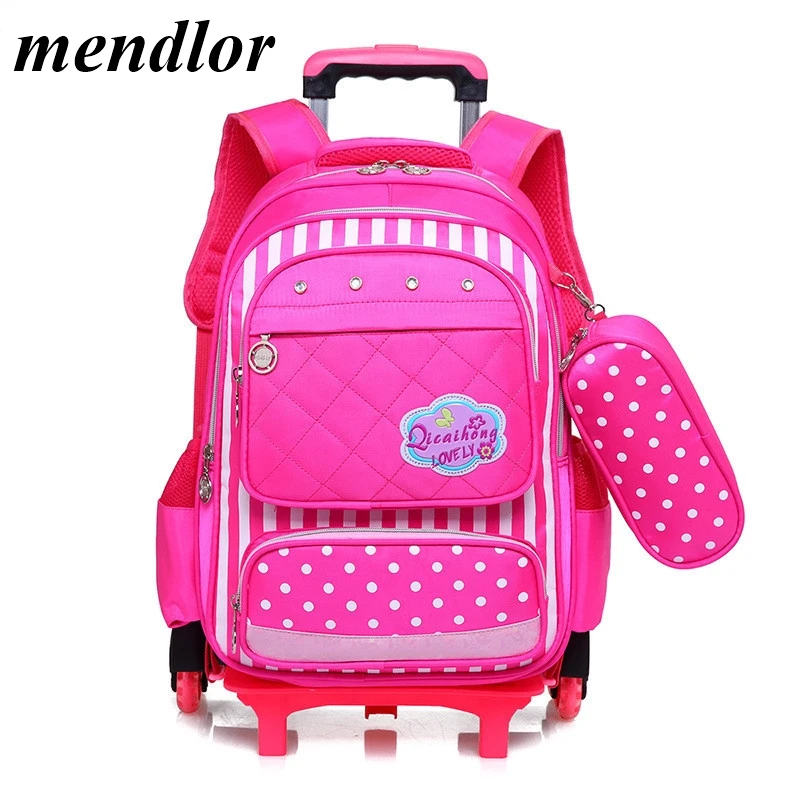 

Kids 2/6 Wheels Removable Trolley Backpack Wheeled Bags Children School Bag for Boys Girls Travel Bags Child School Backpack