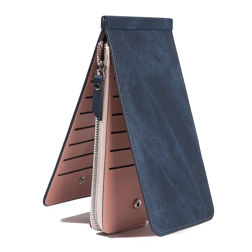 

Women Business 26pcs Card Holder Leather Card Zipper Wallet Prevent RFID Female Credit Card Holder Case Coin Bag