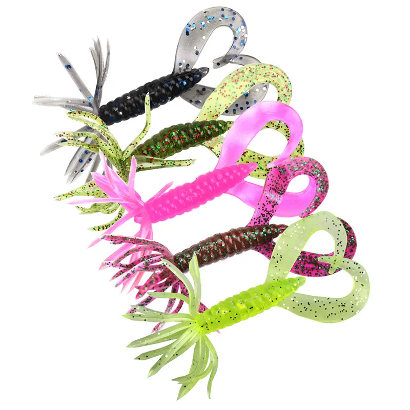 

Shared With Fish 5Pcs/Bag Fishing Lure Umbrella Shape Soft Bait 7cm/1.8g Double Tail Worm Artificial Lure
