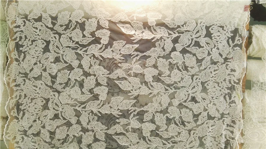 

2018 Embroidery mesh tulle lace fabric 5yards flower pattern beaded African lace fabrics wholesale for wedding party