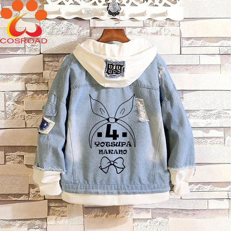 Cosroad The Quintessential Quintuplets Cosplay Denim Jacket Nakano Costume Hoodies Men Women couple Halloween Hooded Jeans Coats