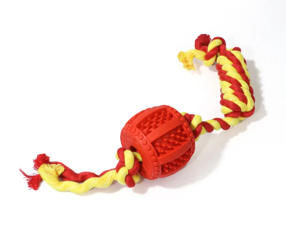 Dog Toy Interactive Rubber Drum Rope Piercing Balls Pet Dog Cat Puppy Extra-tough Chew Training Toys Tooth Cleaning Ball Toys Drum (5)