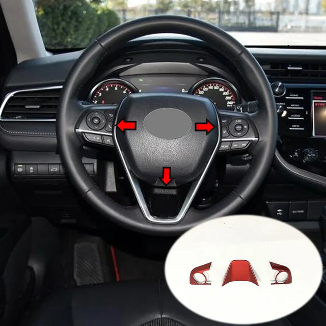 

For Toyota Corolla 2019 ABS Matte and Carbon fibre Car Steering wheel Button frame Cover trim car styling Accessories 3pcs
