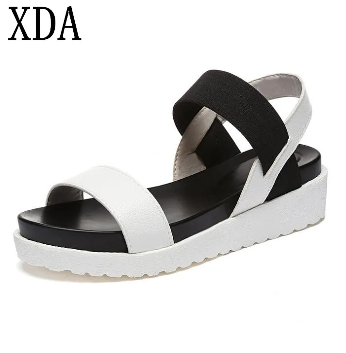 

XDA 2018 Women's Sandals Female Casual New Fashion Summer Sandals Roman Peep-toe flats Shoes Roman Sandals Ladies F172