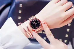 Розовое золото часы Для женщин женские новые золотые Нержавеющая сталь кварцевые наручные часы для Для женщин часы женские наручные часы