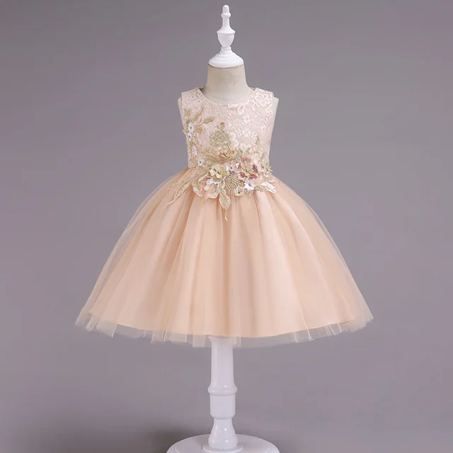 Baby Girls Gold Embroidery Dress Kids 2018 Ball Gown Infantis Elegant Dresses For Party And