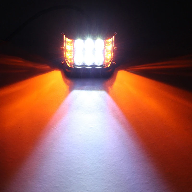 4 Inch 36W LED Side Shooter Work Light Combo Beam White+Amber Offroad Newest